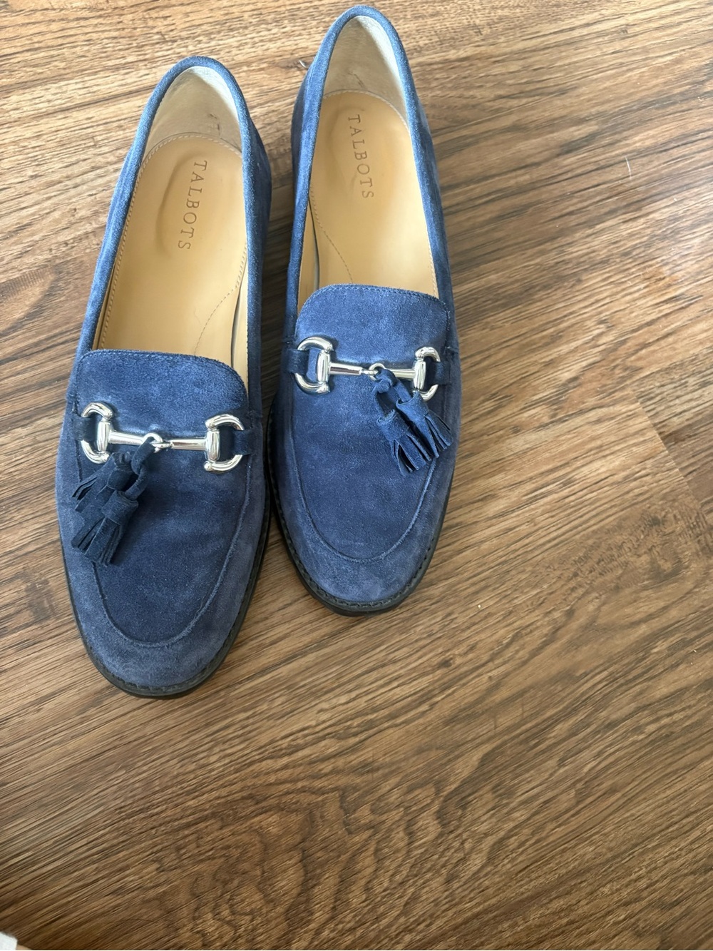 Talbots Women's size 9 Blue Suede Tassel Bit Loafers - Picture 2 of 4